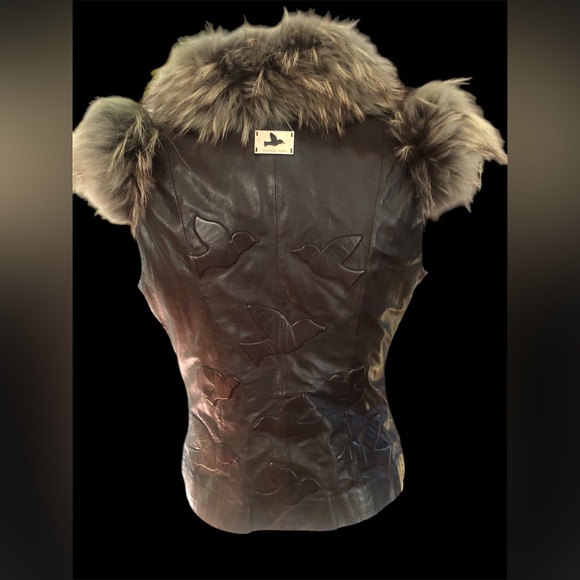Waggon Paris  Boho Luxury 100% Fox Fur Leather Gillette Vest EU Sz 38 - Picture 3 of 11